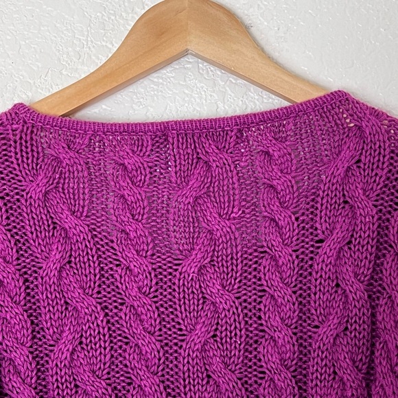 Forenza | Vintage magenta crew neck cable knit pullover sweater size med… - Picture 8 of 9